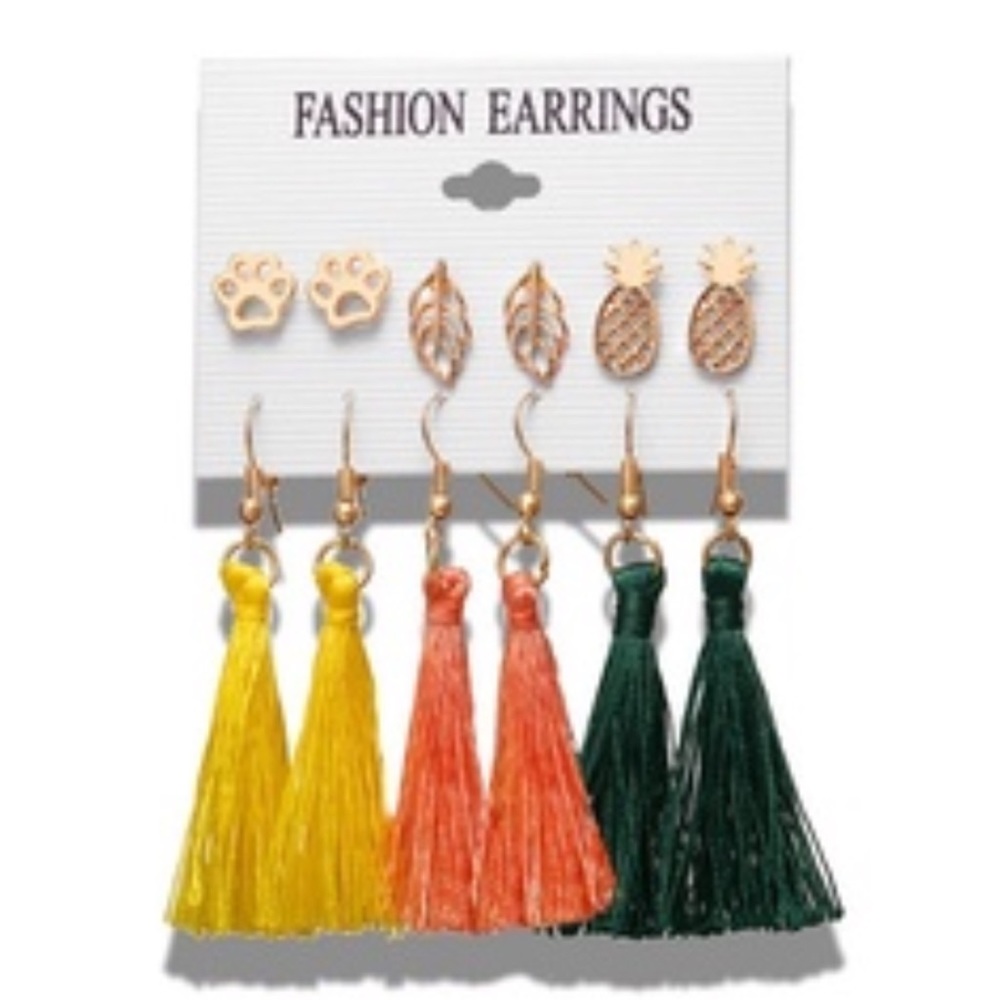 🆕AUCTION PRICE👩🏻‍⚖️Tassel Earrings Set 6 Pairs of Jewelry